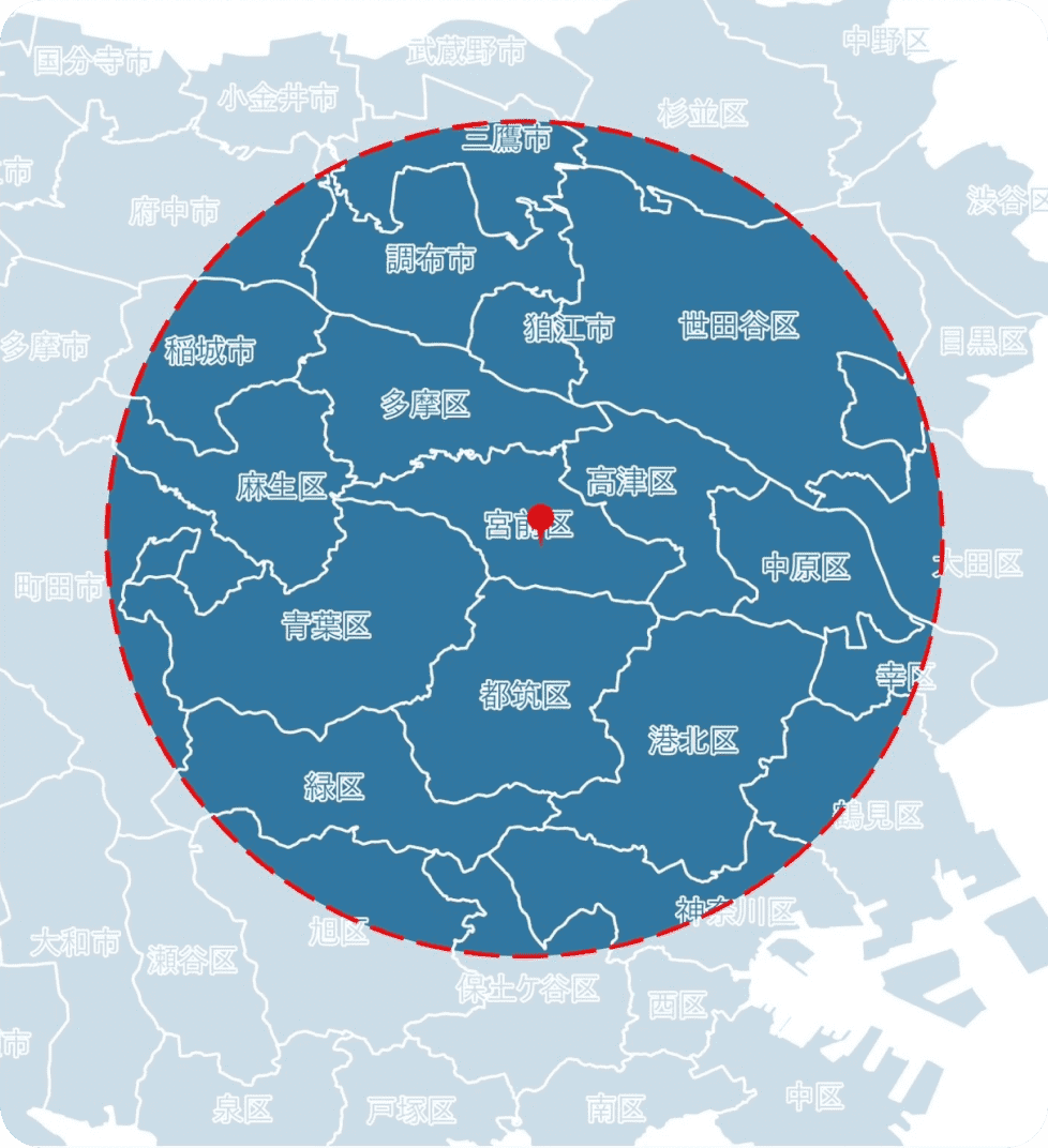 訪問エリアの地図